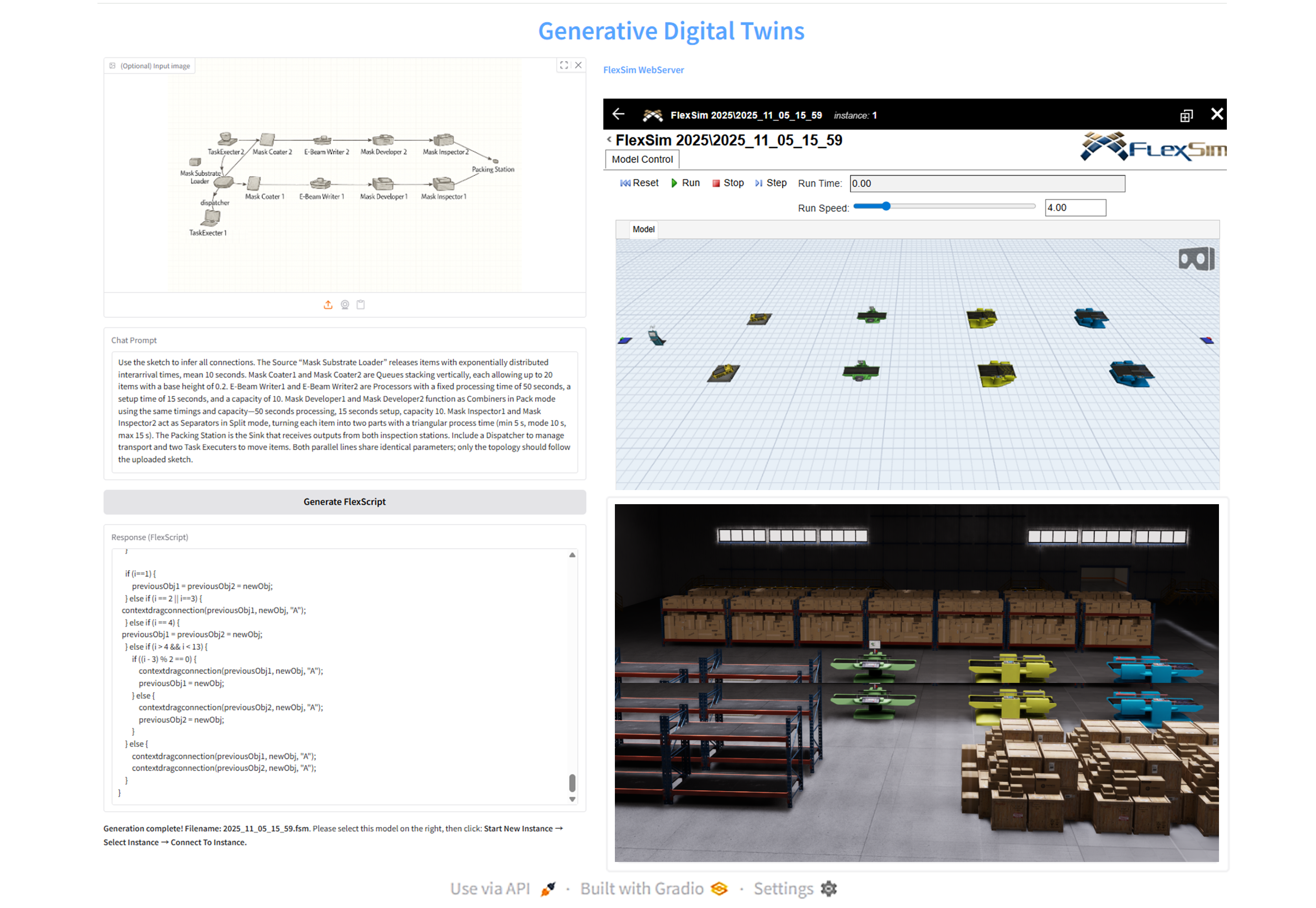 User interface for Generative Digital Twins